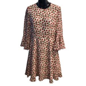Donna Morgan white bell sleeve rose print mini dress lined size 4